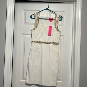 New with tags, white and gold Lilly Pulitzer dress. Size 2.